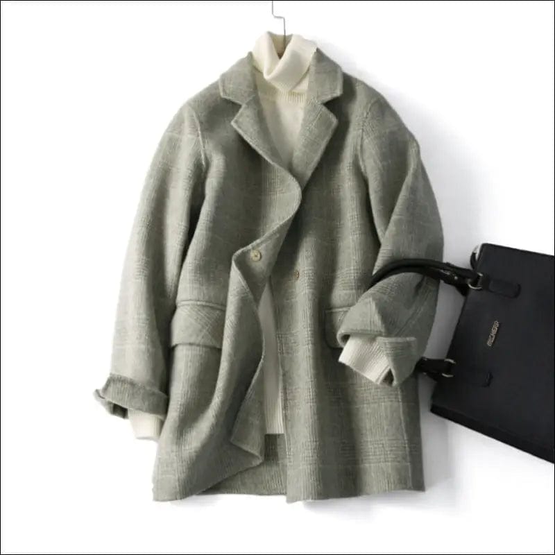 ZOJ hand sash wool double-sided velvet lattice coat female