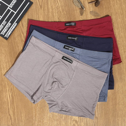 2021 new solid color men's modal breathable casual flat angle four foot bag loading underwear shorts wholesale