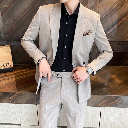 Men's casual small suit two sets of young slim handsome groom wedding suit suit business coat men's clothing