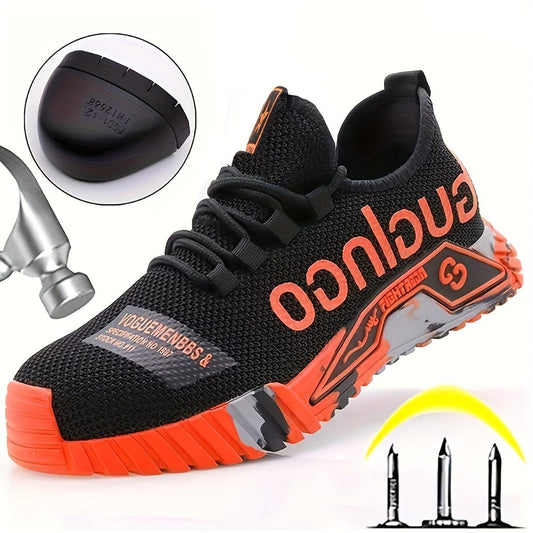 Men's Trendy Anti-smash Non-Slip Breathable Work Safety Shoes (sole Printing Is Random)