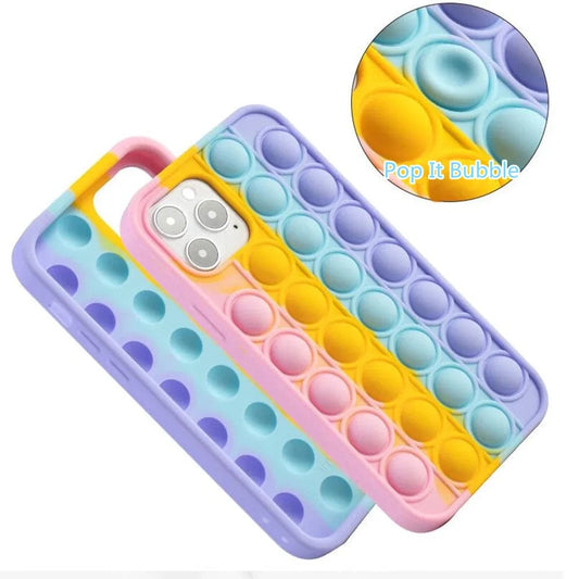 Fidget Toys Pop It Phone Case Push It Bubble Silicone Case For Iphone 11 12 Pro Max 6s 7 8 Plus X XR XS Max Reliver Stress Cover