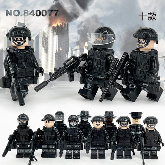 840077 City doll 10 police military boy gift assembled building blocks weapons people toys