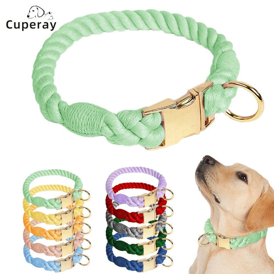 Rainbow Dog Collar Pet Puppy Walking Training Dog Collar with Metal Buckle for Large Medium Small Strap Belt Cotton Dogs Collar