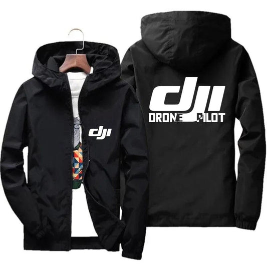 Men's Bomber Hooded DJI Drone Pilot Casual Thin Windbreaker Jackets Coat Male Outwear Sports Windproof Clothing Large Size 7XL
